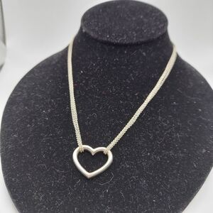 Silver Heart Pendant Necklace with Delicate Chain